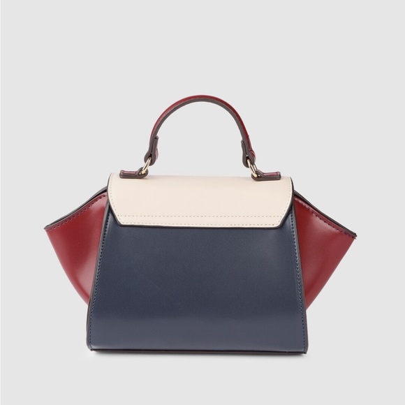 Navy blue colourblocked regular PU swagger handheld bag - Picture 6 of 8